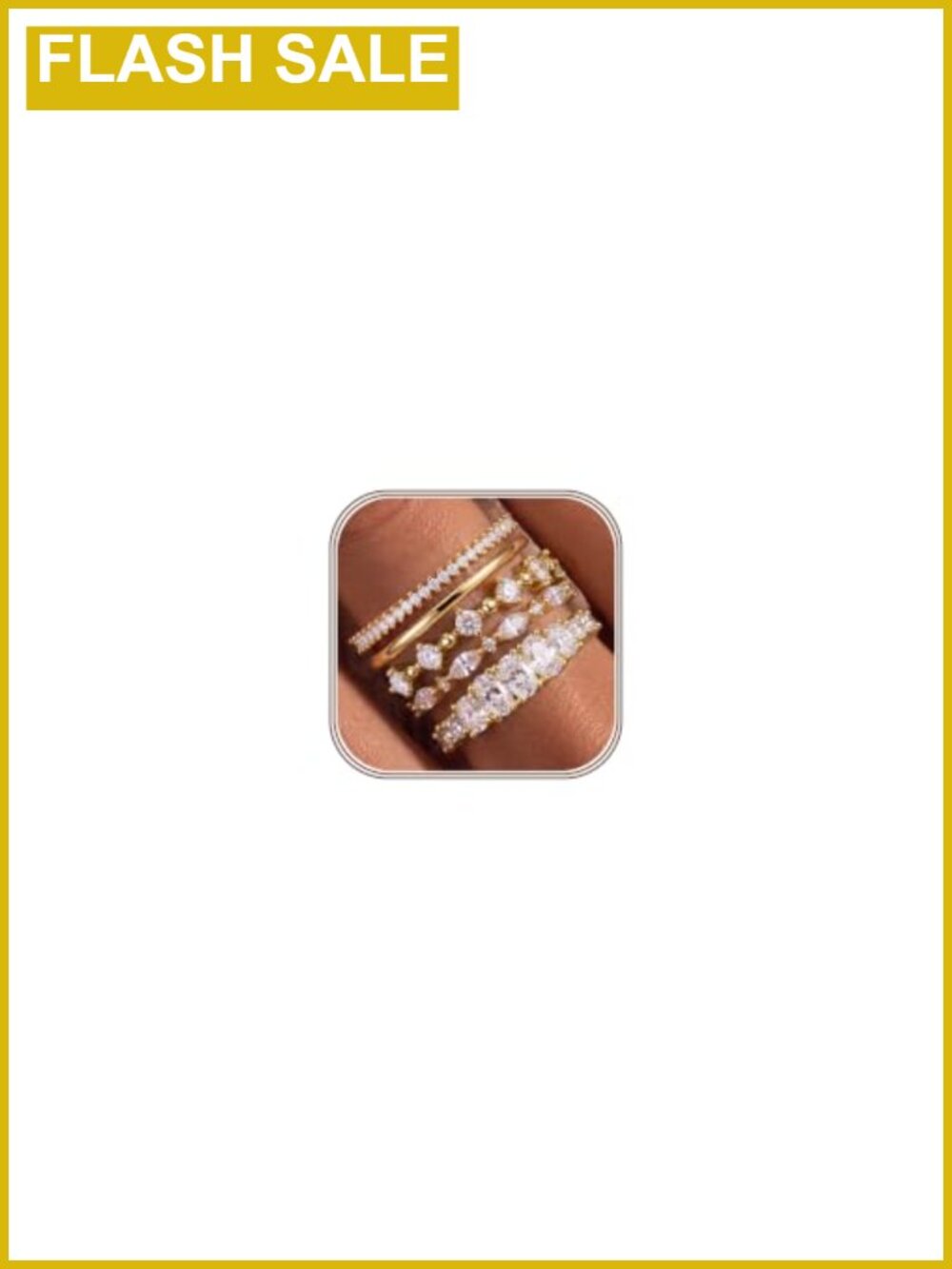 5pc Gold Filled Stackable Ring Set w/ CZ Stones Dainty Hypoallergenic